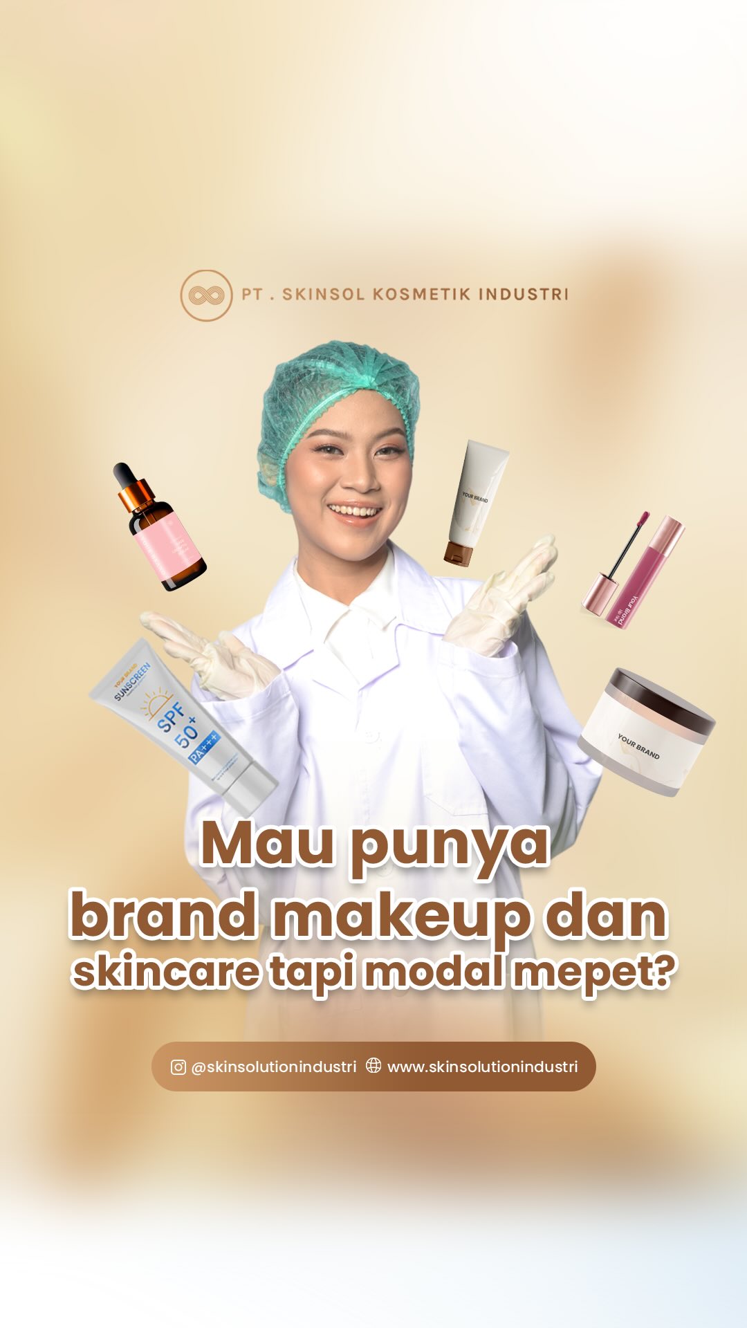 PT SkinSol Kosmetik Industri Facebook ad: Mau punya brand makeup & skincare tapi modal…
