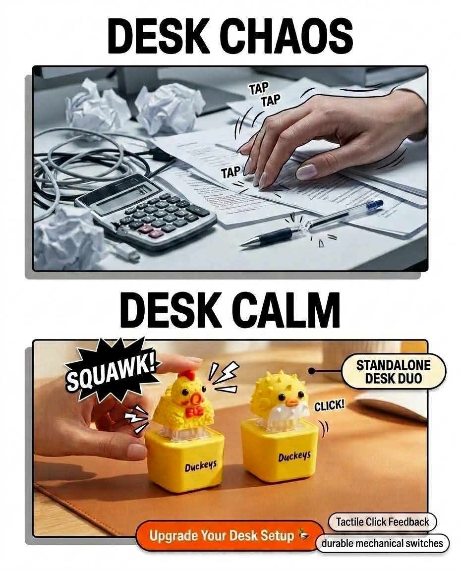 Duckeys Facebook ad: Stop Desk Tapping. Start Clicking.