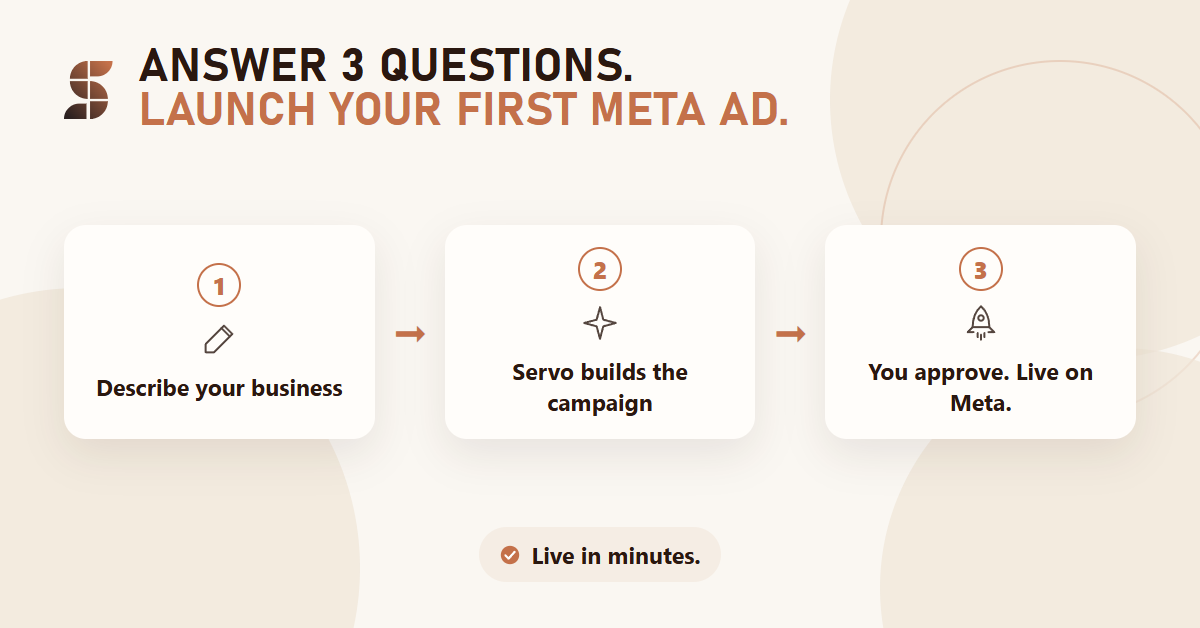 Servo AI Facebook ad: Launch Your First Meta Ad. Fast.