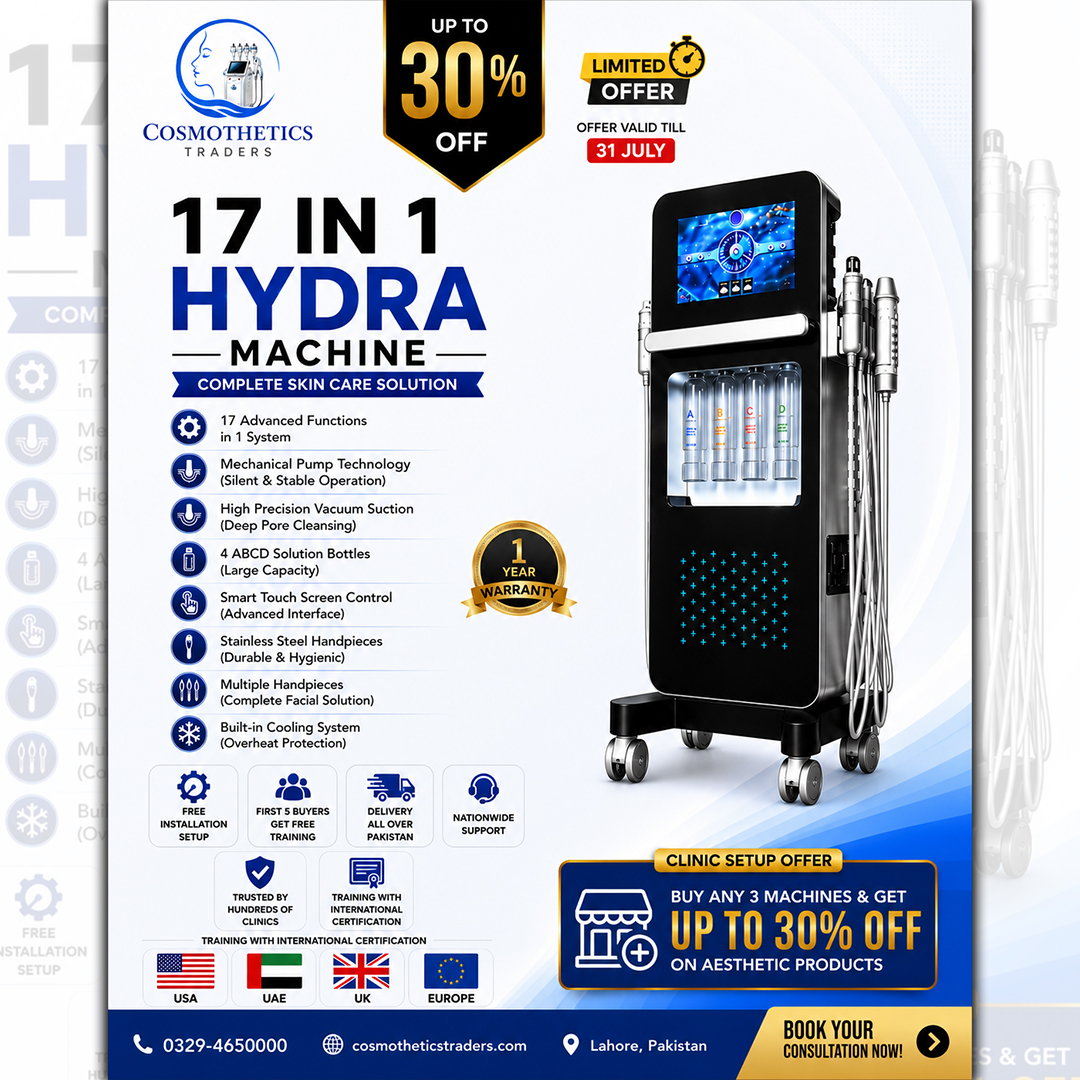 Cosmothetics Traders Facebook ad: Upgrade your clinic with advanced Hydra Facial technology.