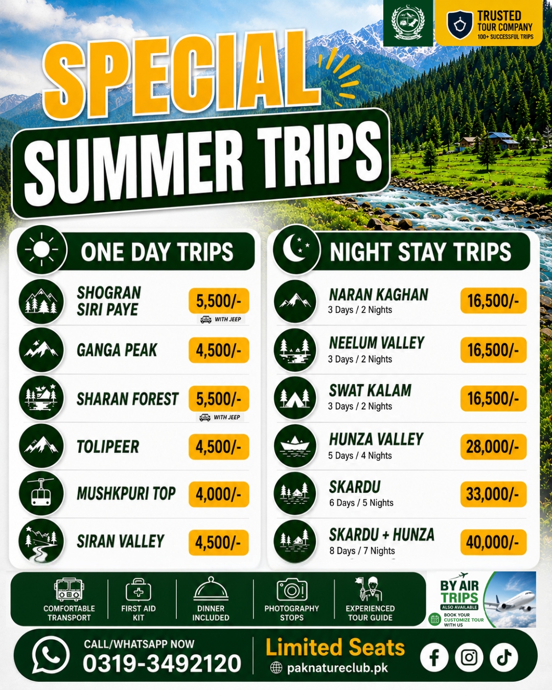 Pak Nature Club Facebook ad: Summer Special Tours 2026