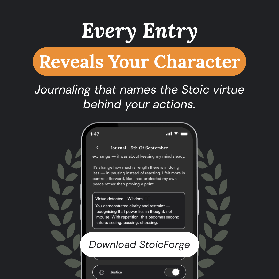Stoic Forge Facebook ad: Forge your character daily