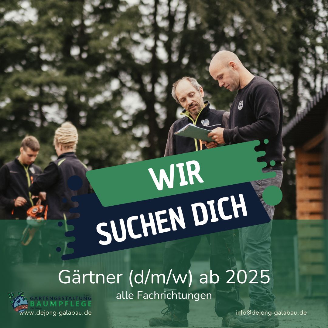 De Jong Gartengestaltung Baumpflege GmbH Facebook ad: Verwirkliche mit uns Gartenträume!