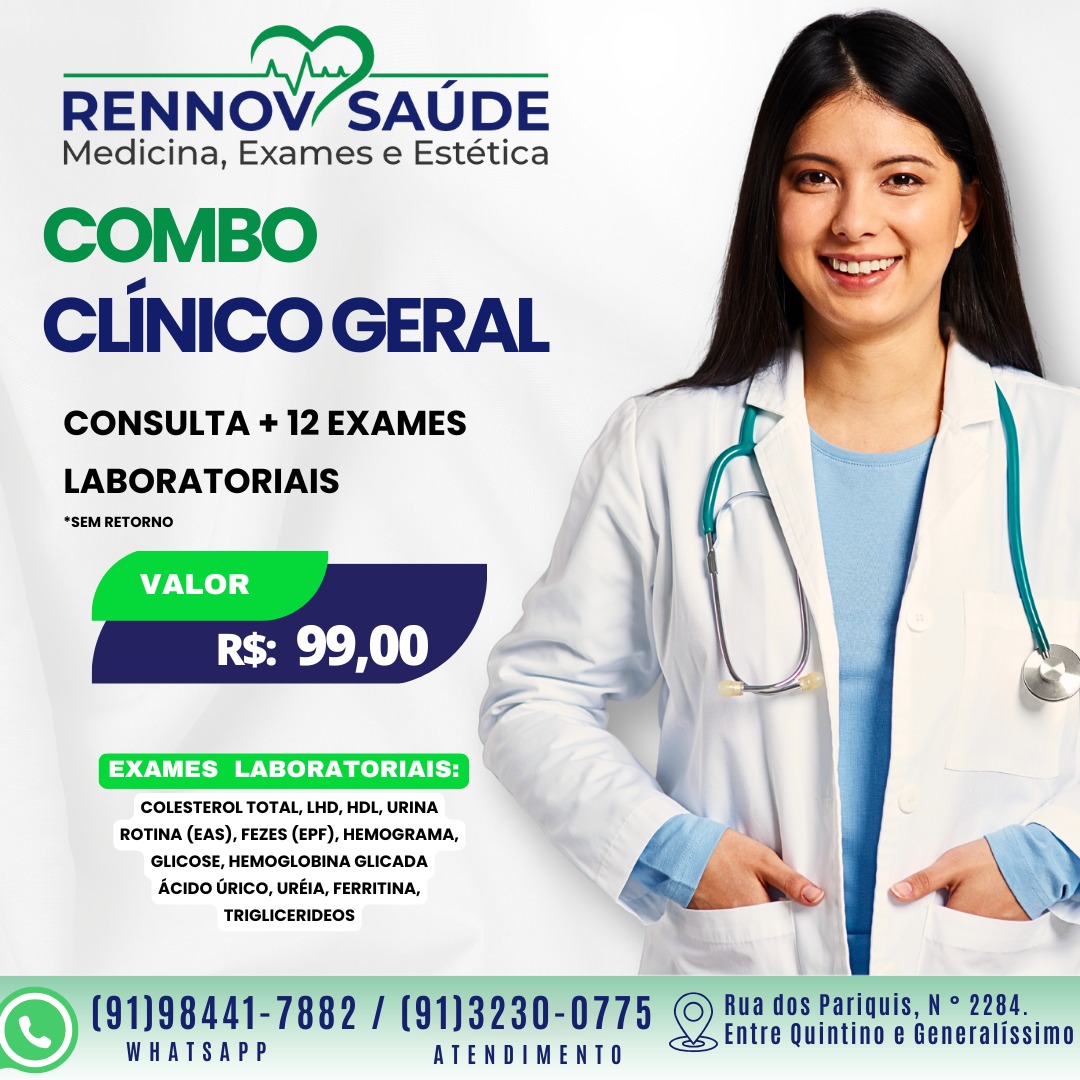 Rennov Saúde e Estética Facebook ad: Agende agora sua consulta + exames