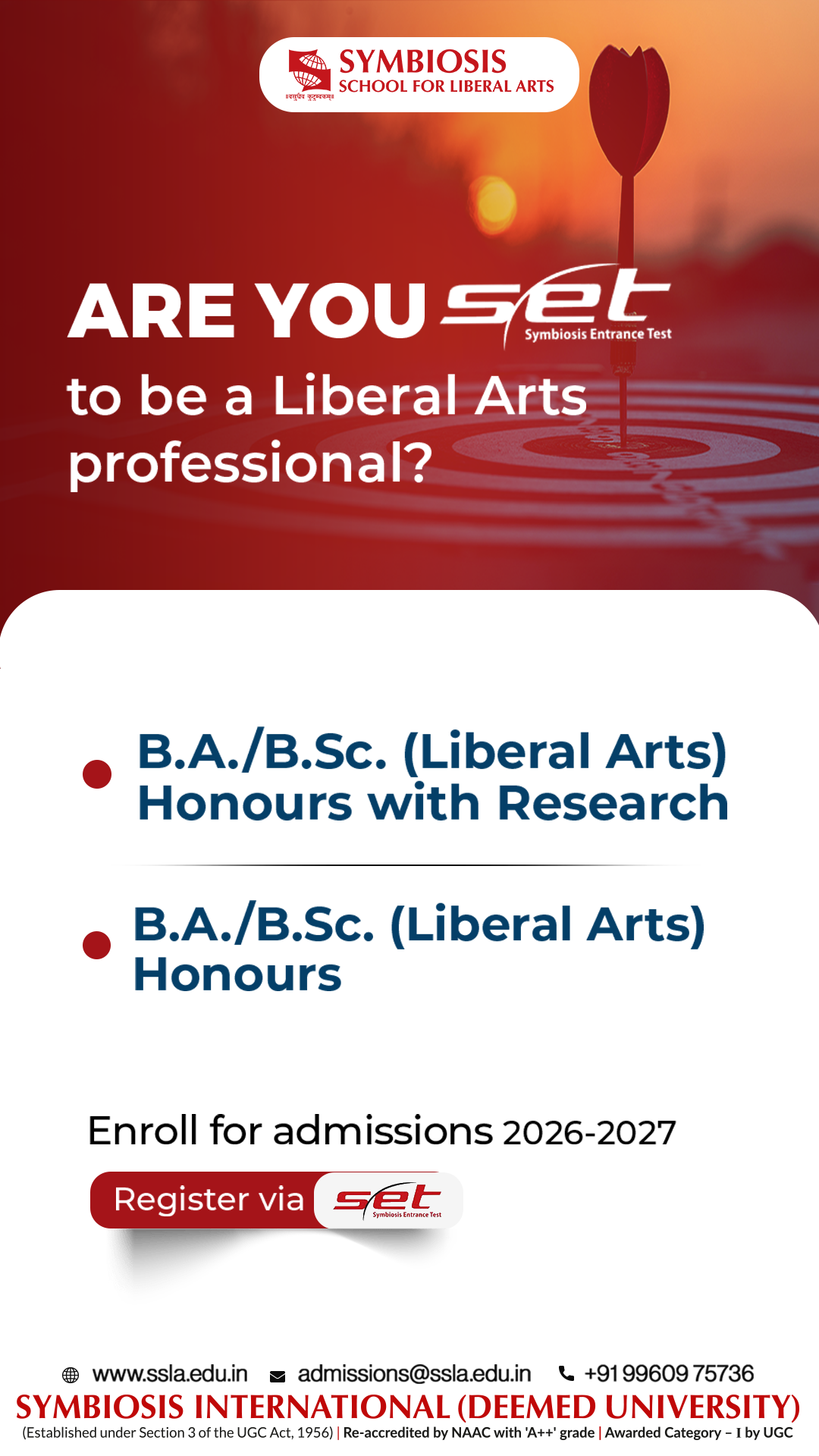 Symbiosis School for Liberal Arts Facebook ad from Jan 6, 2026