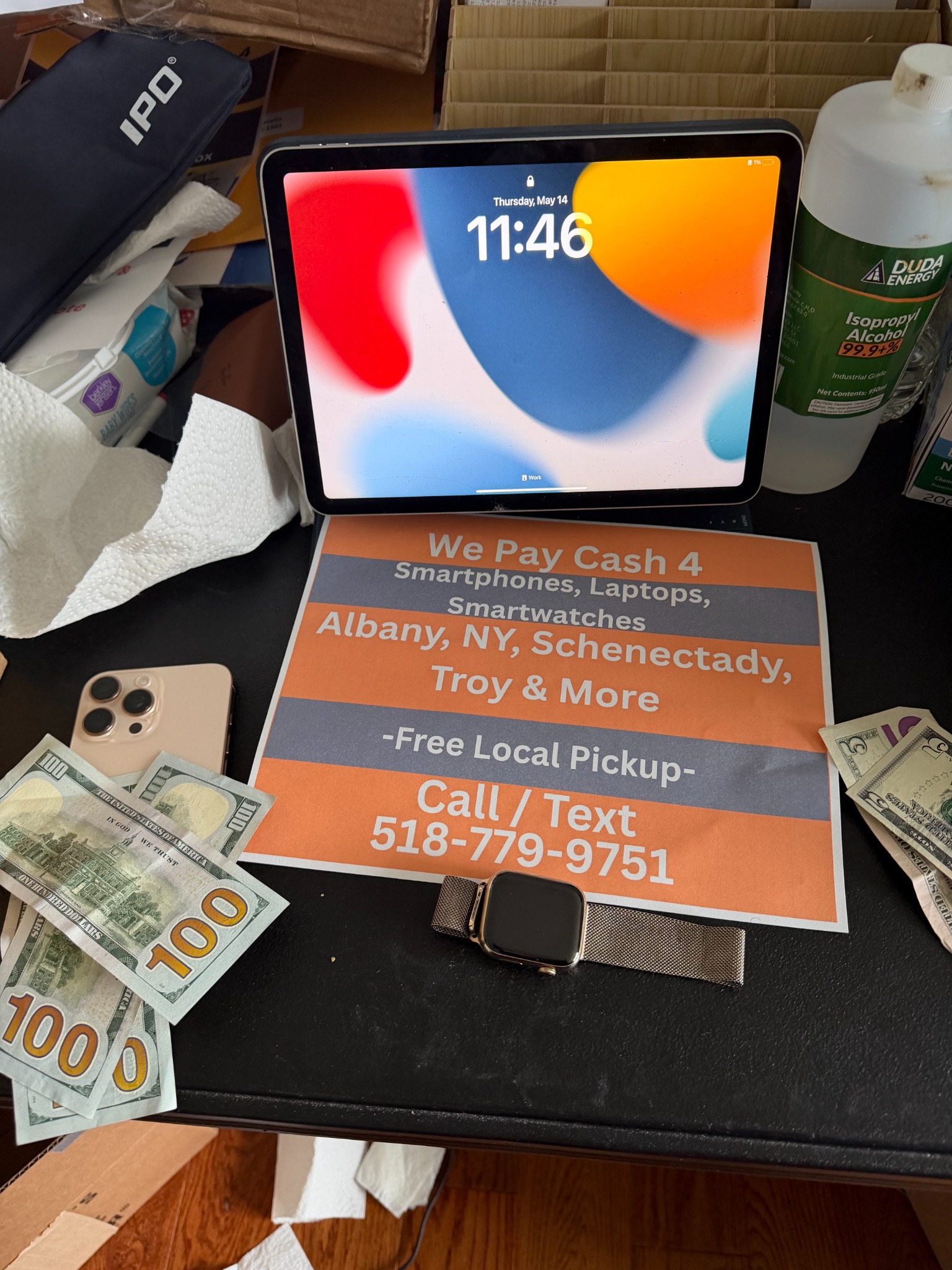 Cash for Phones Albany, NY - Smartphones, Laptops, Smartwatches and more Facebook ad from May 15, 2026