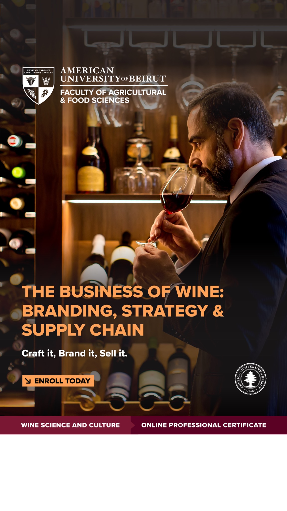 AUB - Faculty of Agricultural and Food Sciences FAFS Facebook ad: Wine Science and Culture Online Professional Certificate