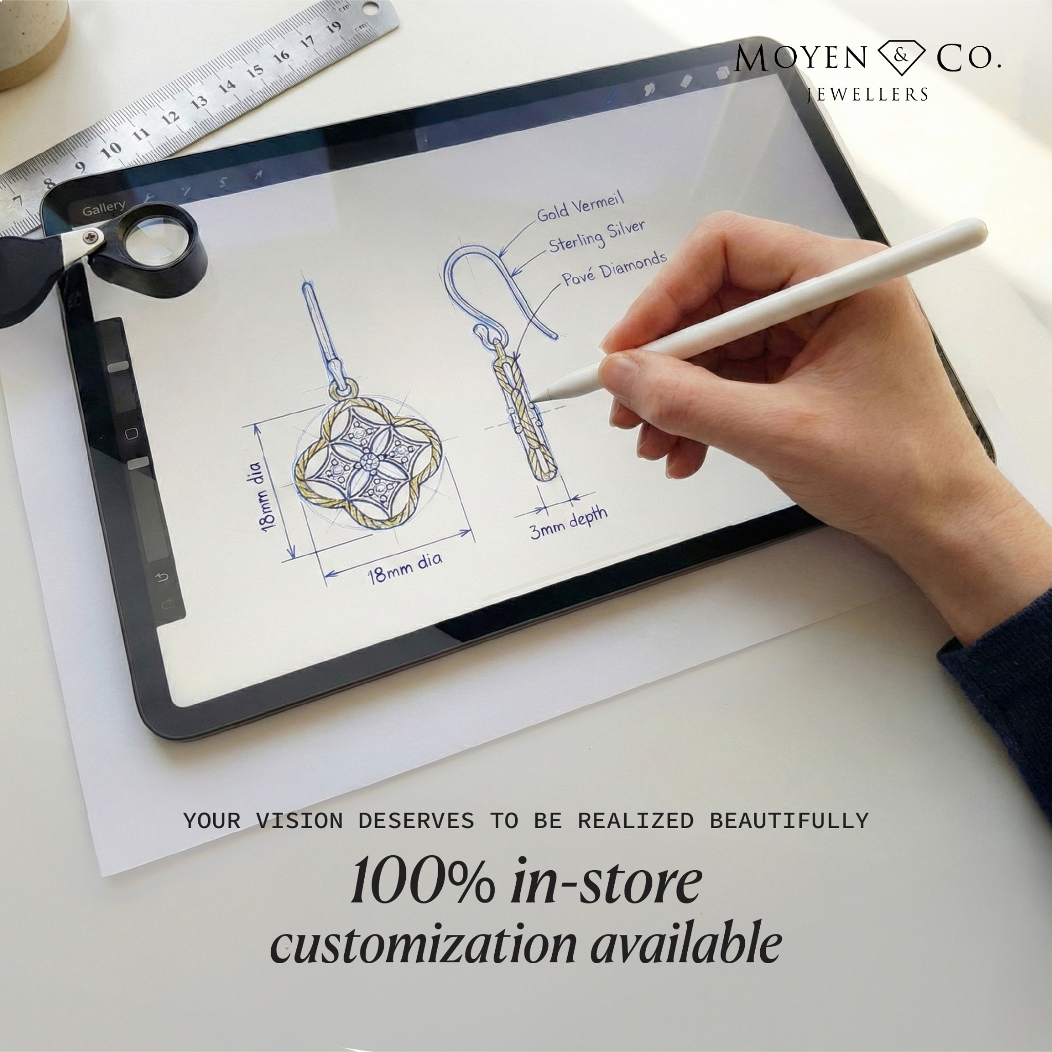 Moyen & Co Jewellers Facebook ad: Celebrate life’s most precious moments with custom…