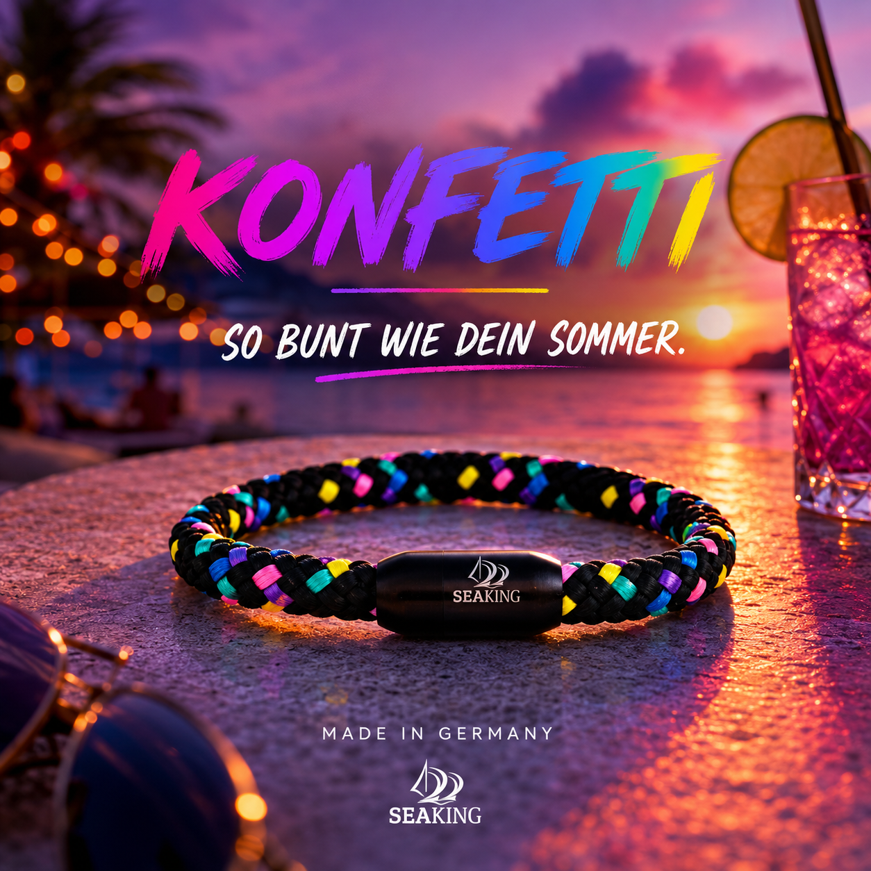 SeaKing Bracelets Facebook ad: Konfetti, So bunt wie dein Sommer!