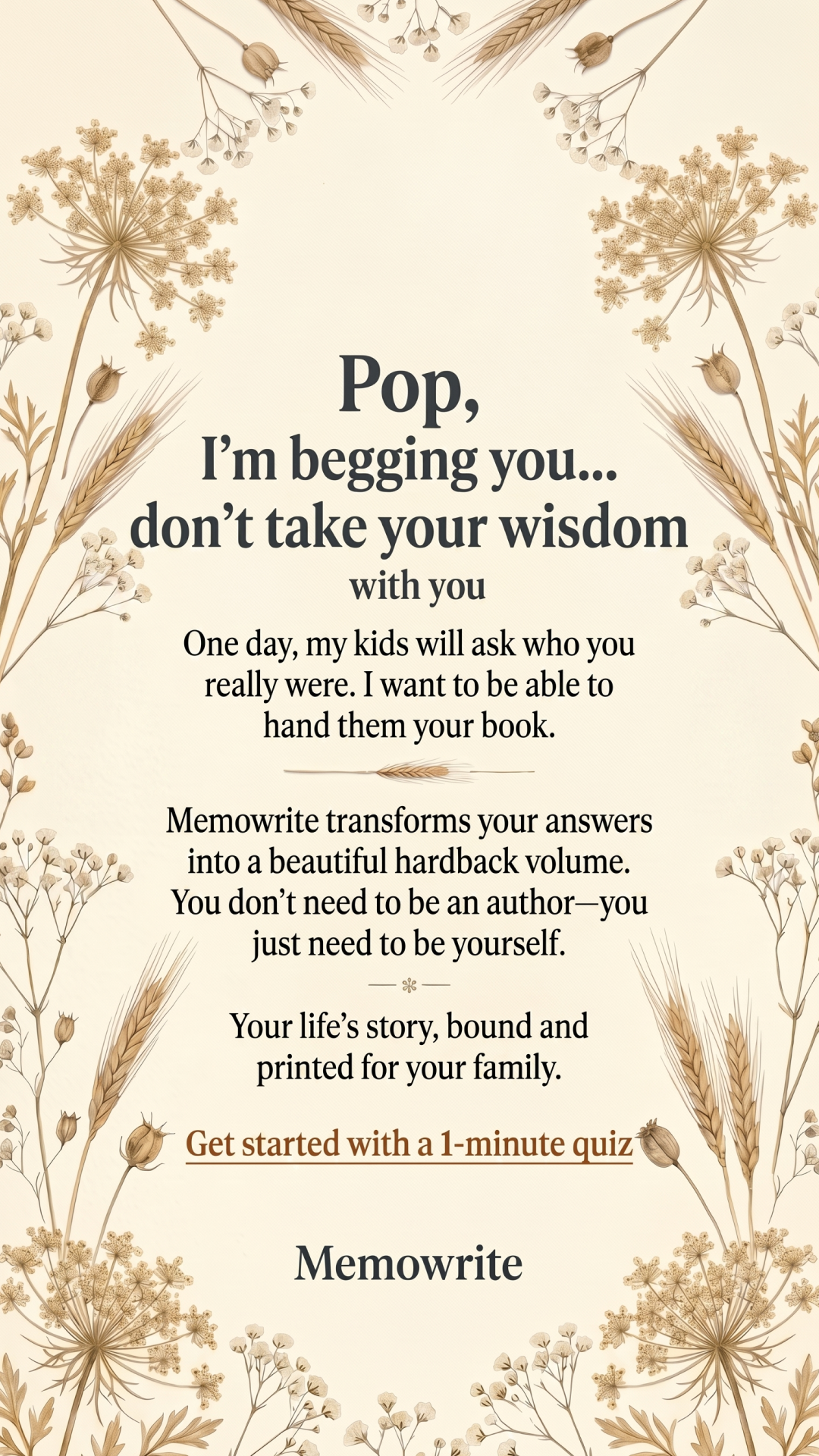 Memowrite Facebook ad