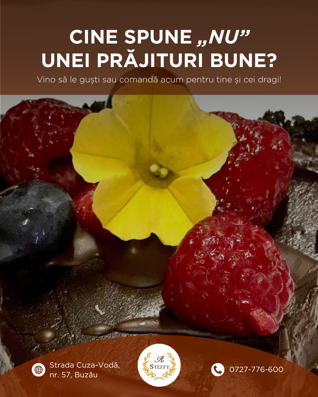 Restaurant Steffy Facebook ad: Dacă prăjiturile ar vorbi, ți-ar șopti: Ia-mă acasă!