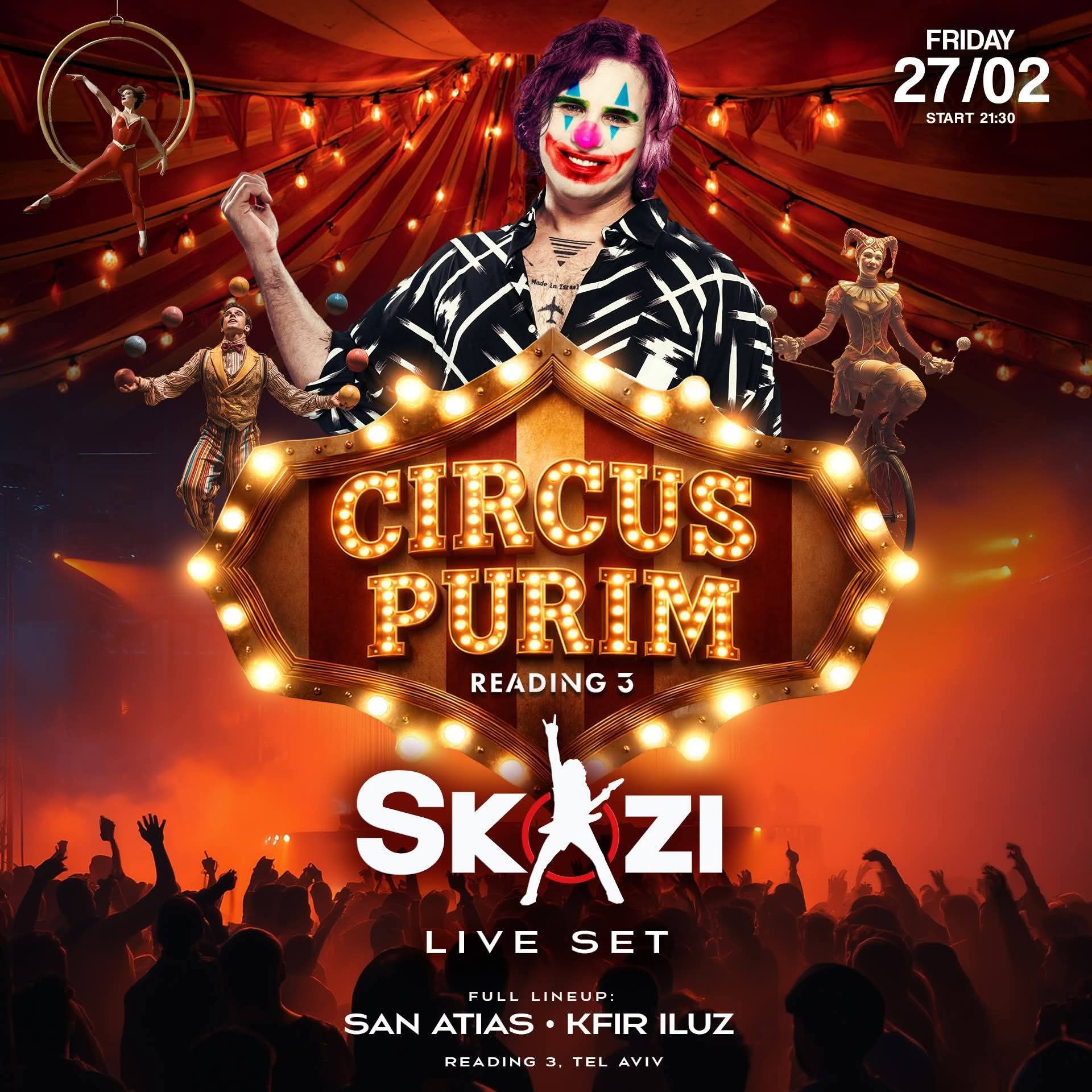 Private Events in Tel Aviv Nightlife Facebook ad: PURIM CIRCUS PARTY