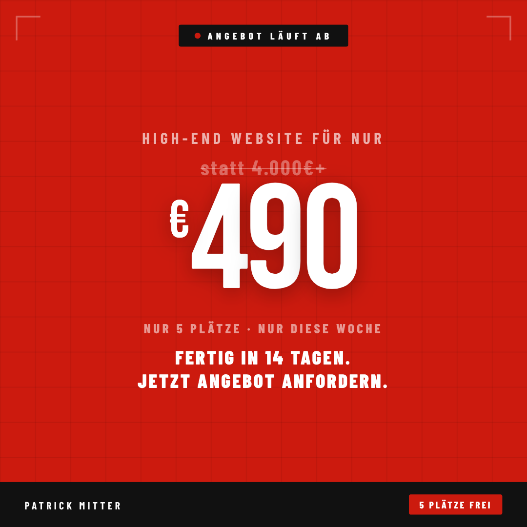 Patrick Mitter Facebook ad: Vor einem Jahr haben wir für eine Website…