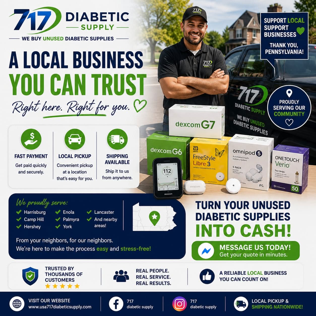 We Buy Diabetic Supplies Harrisburg Facebook ad