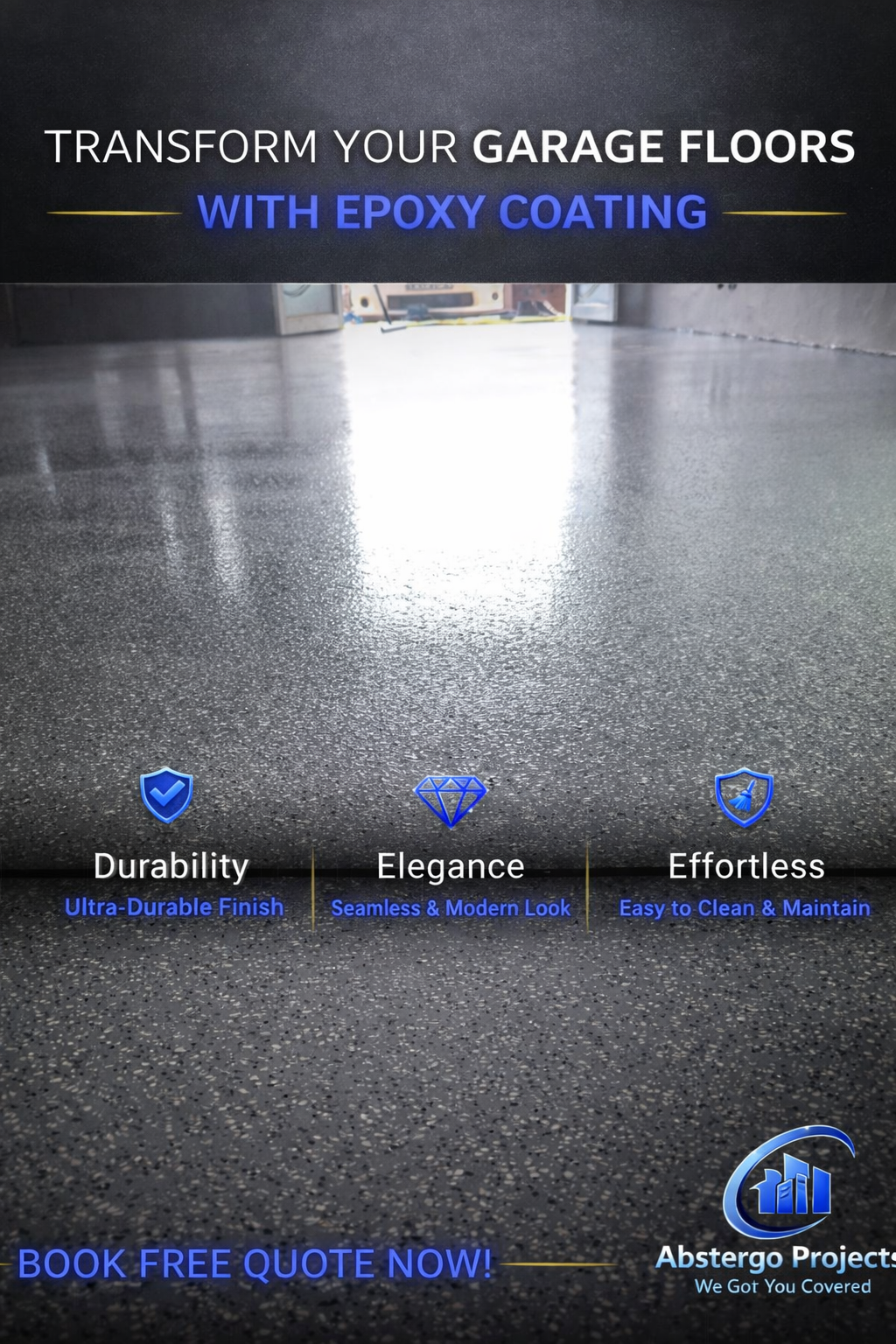 Abstergo Projects Facebook ad: Engineered Floors. Built to Last.