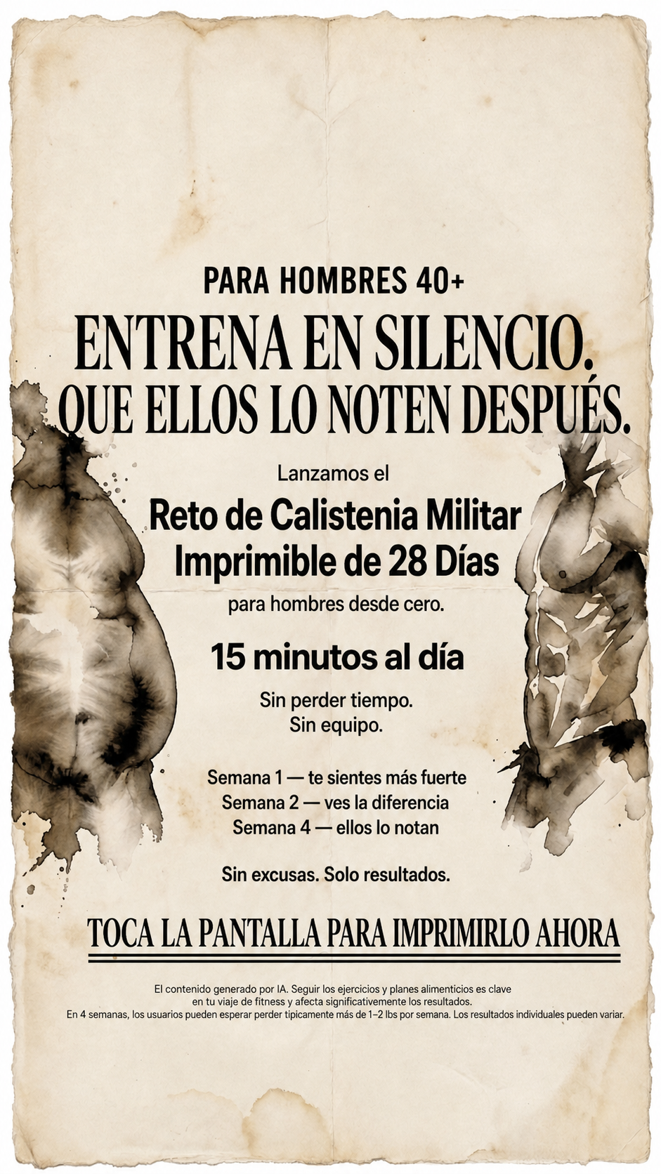 Military Training System Facebook ad: Siéntete fuerte e imparable con entrenamientos militares