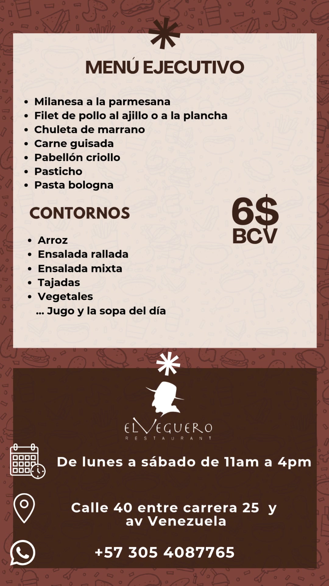 El Veguero Restaurant Facebook ad: ¡Chatea con nosotros!