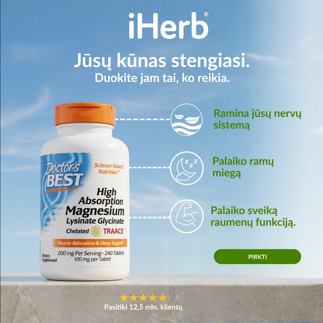iHerb.com Facebook ad: Magnis. Patikrinta ekspertų. Pristatyta iki jūsų namų.