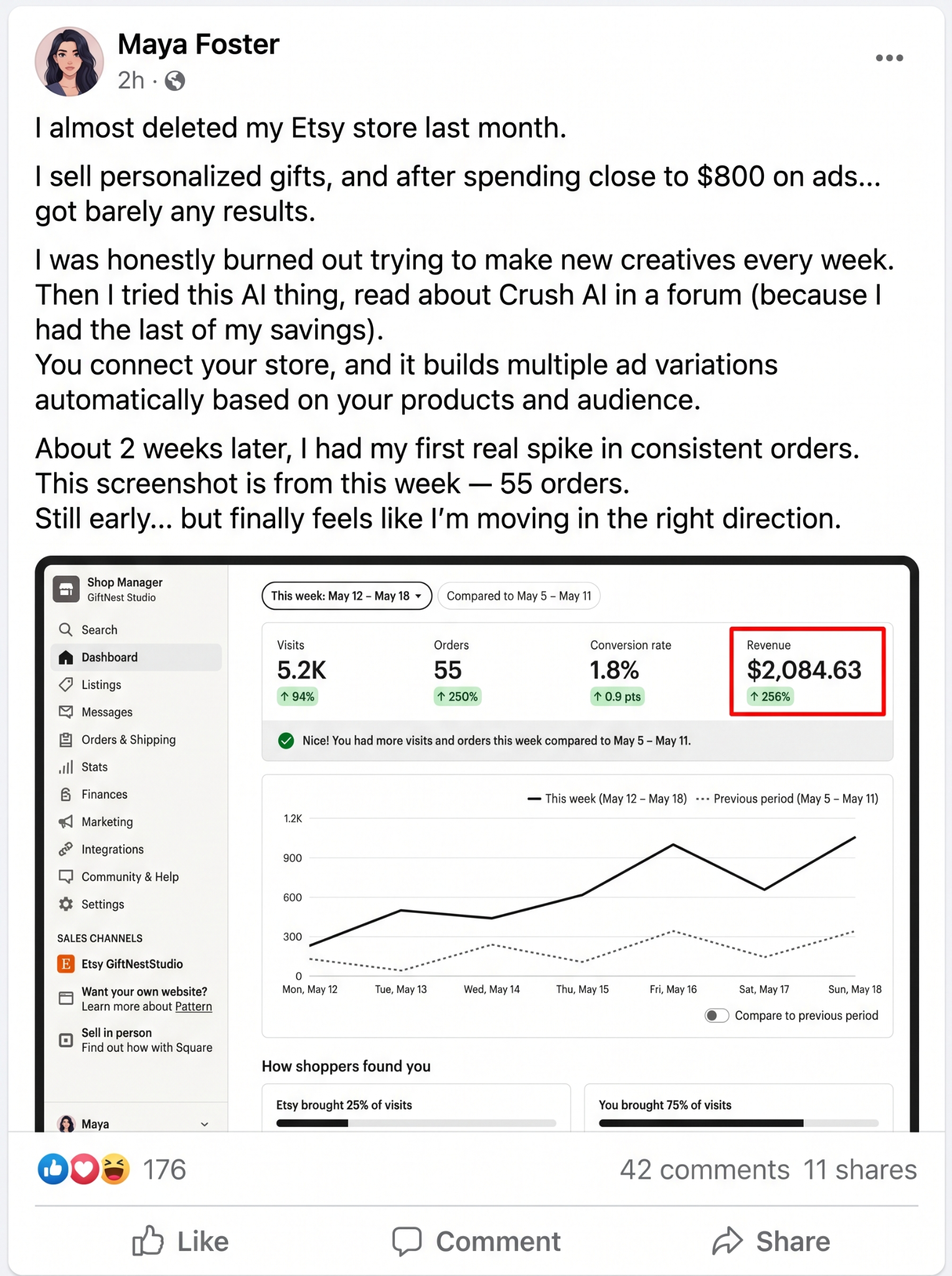 trycrush.ai Facebook ad