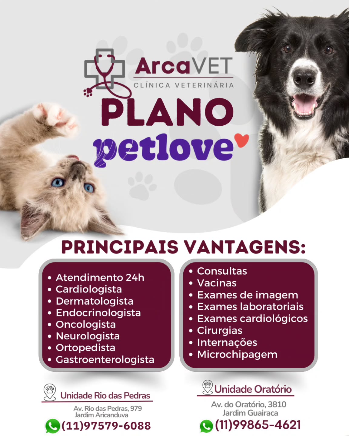 Clínica Veterinária ArcaVet Facebook ad: 2 Unidades para atender seu pet