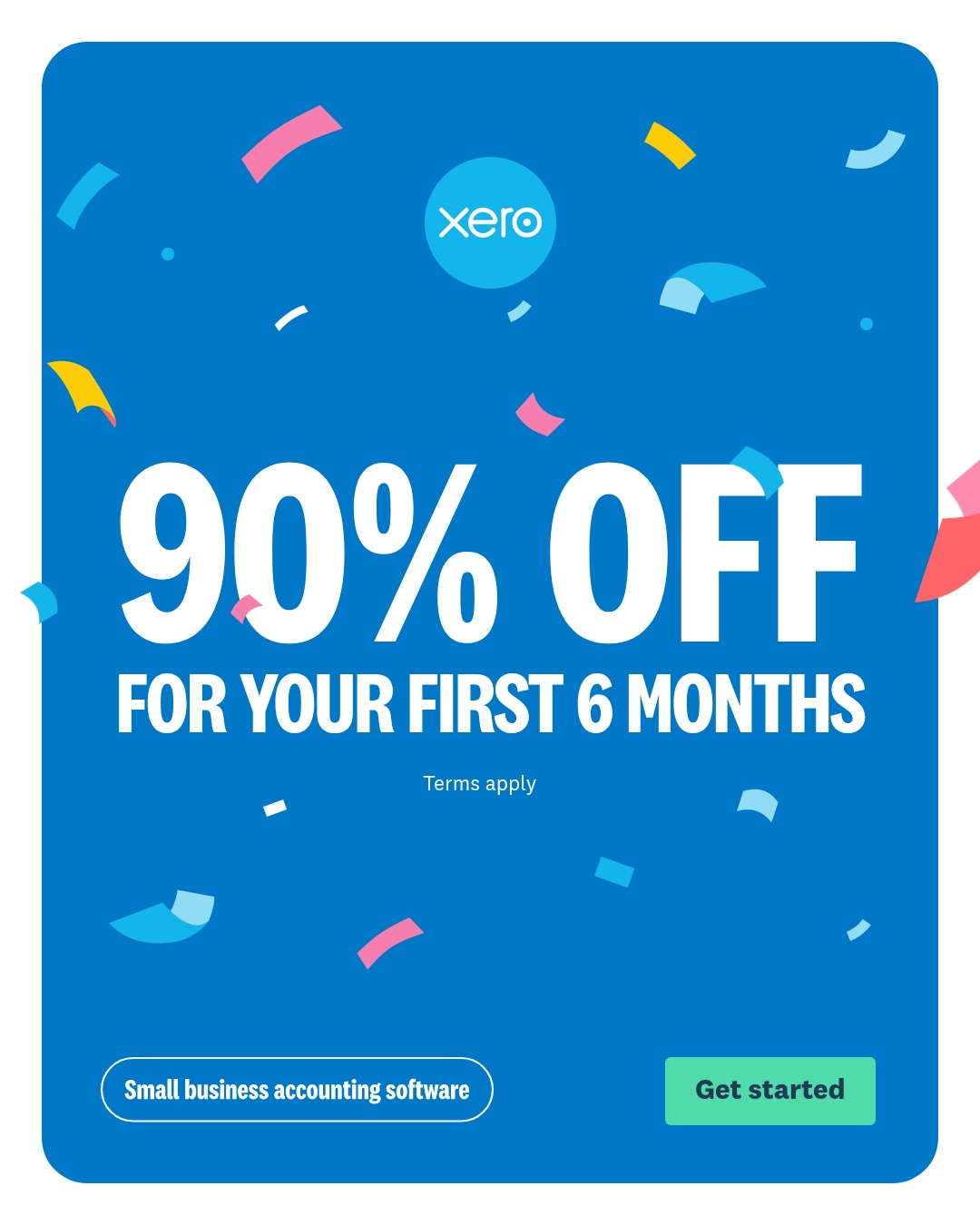 Xero Facebook ad: 90% off first 6 months