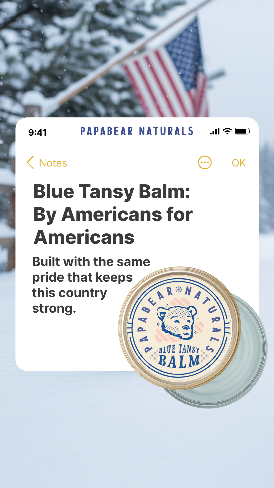 Papabear Naturals Facebook ad