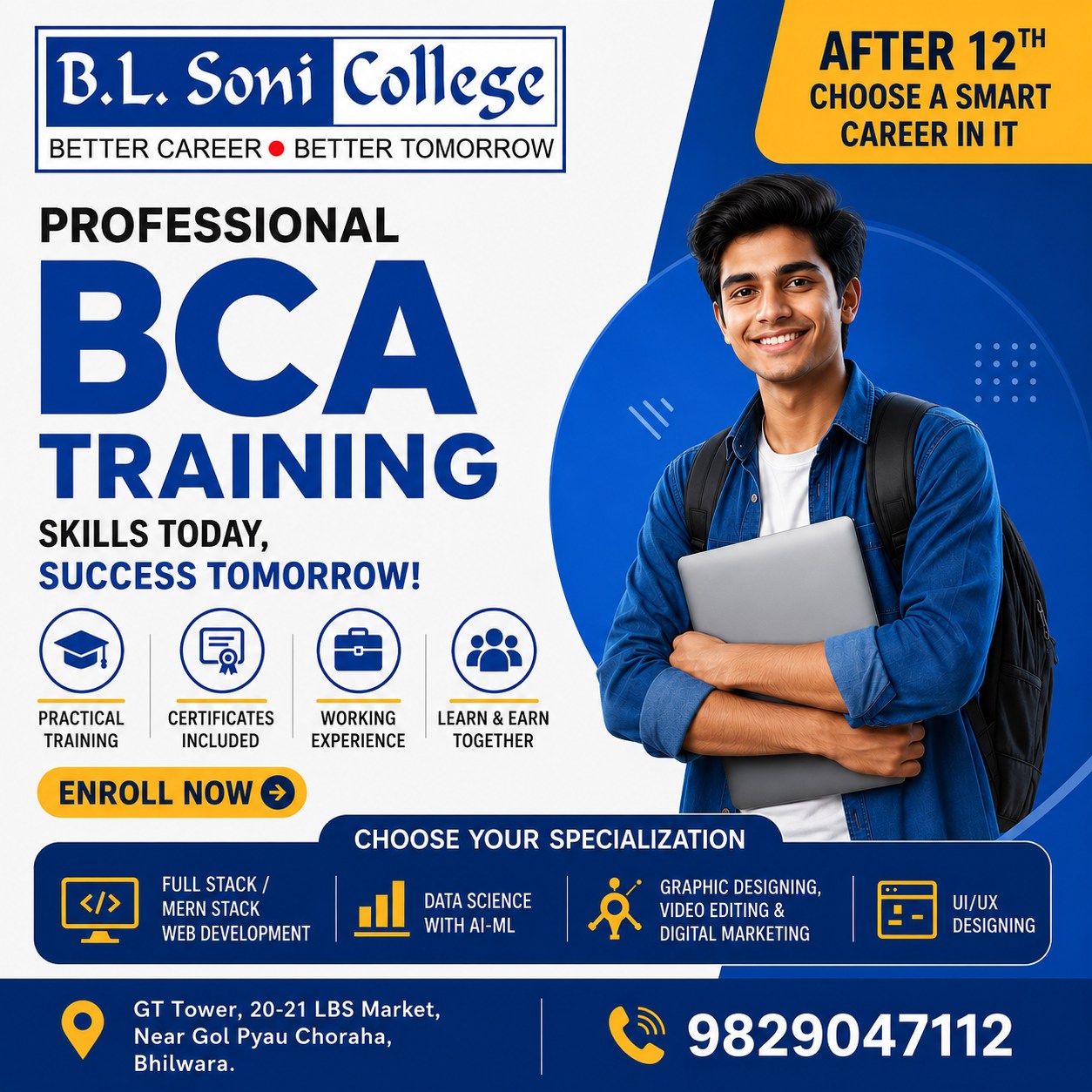 B. L. Soni College Facebook ad: After 12th, Build a Smart Career in IT!