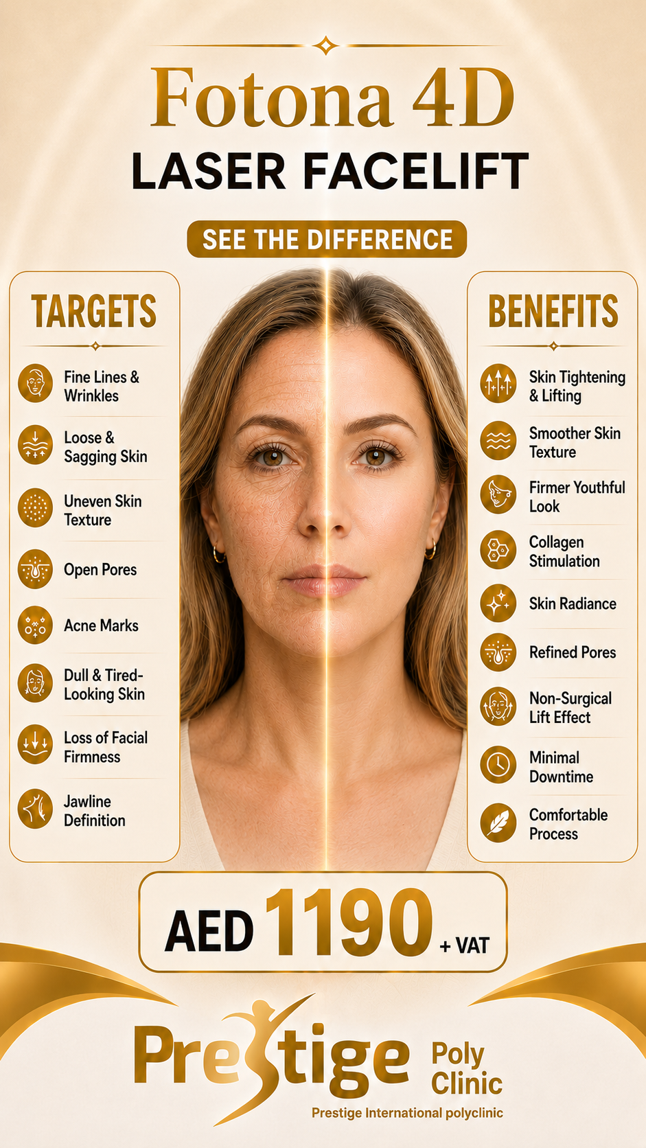 Prestige clinic Facebook ad from May 29, 2026