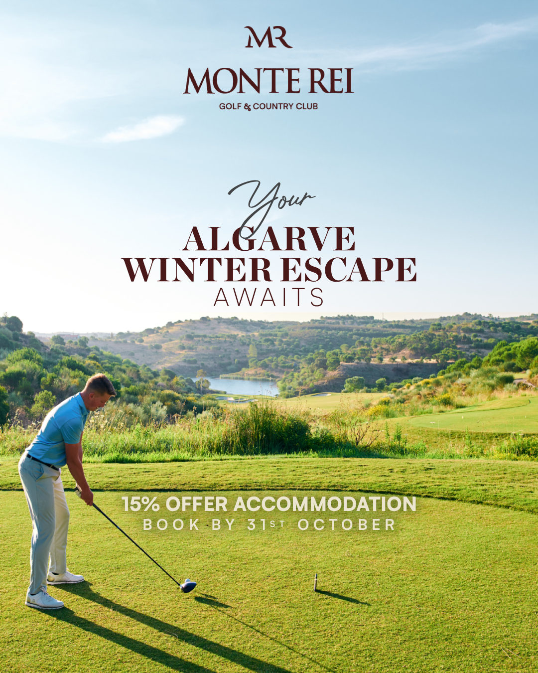 Monte Rei Golf & Country Club Facebook ad: Your Algarve Winter Escape Awaits