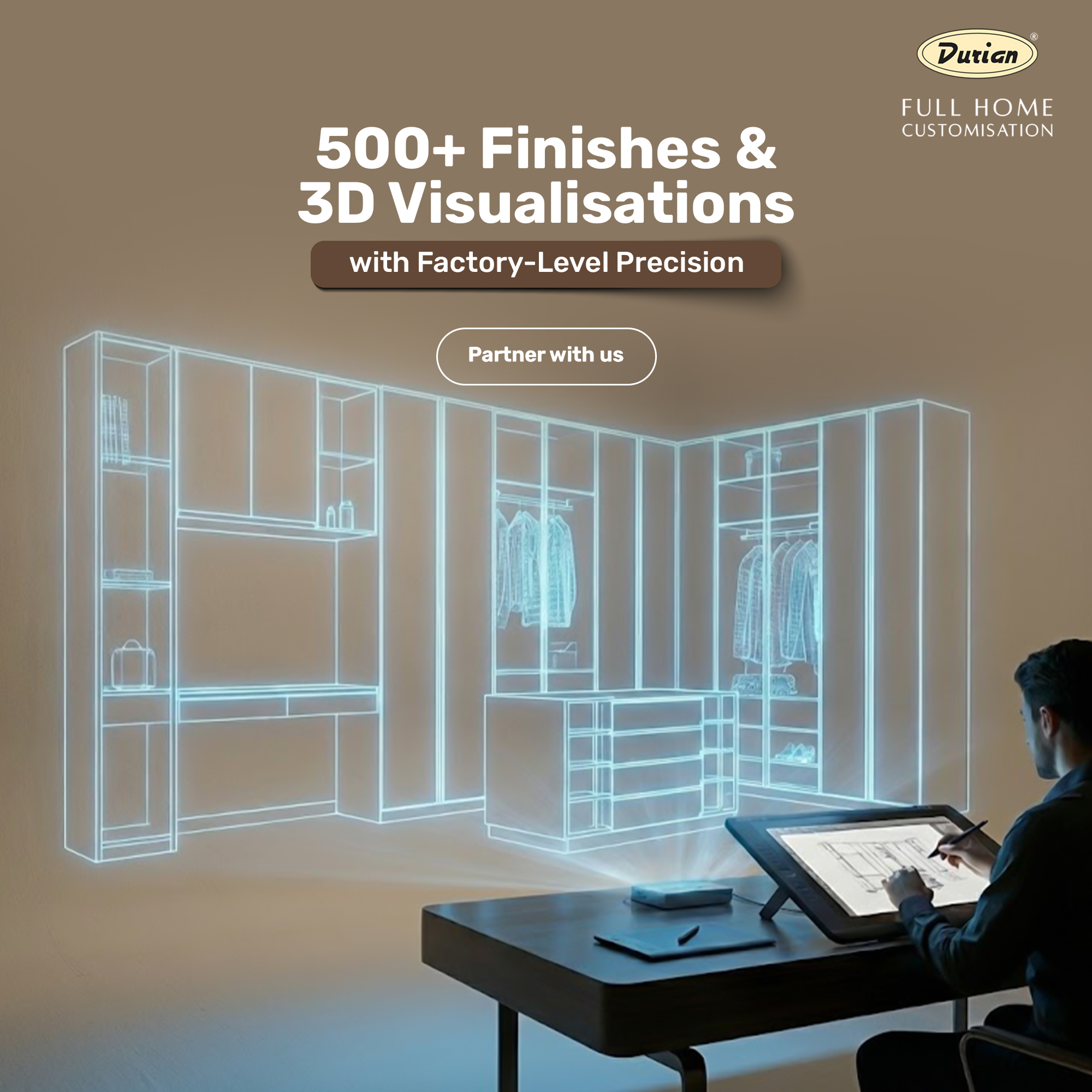 Durian Full Home Customisation Facebook ad: Build smarter interiors with Durian Full Home Customisation.