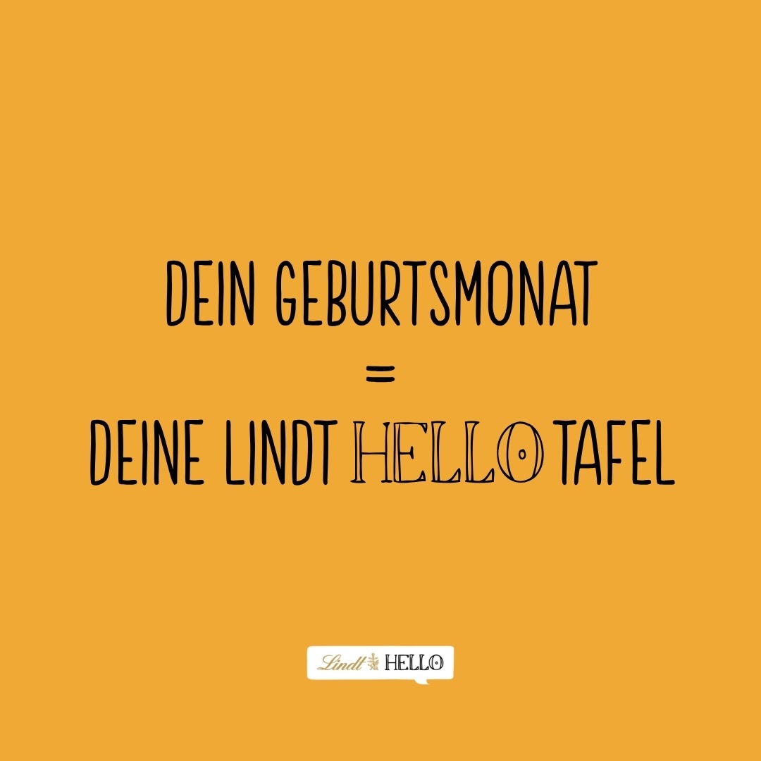 Lindt HELLO Facebook ad: Dein Geburtsmonat? Deine Lindt HELLO Tafel