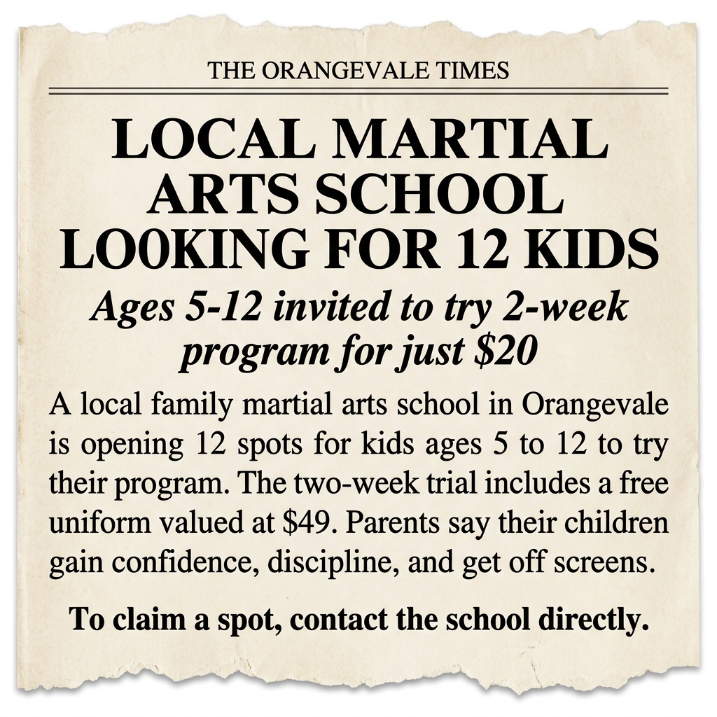 Orangevale Academy - Family Taekwondo Facebook ad