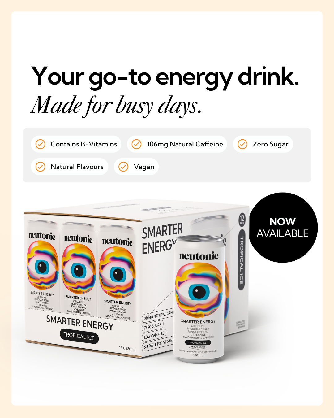Neutonic Facebook ad: Rethink your energy drink.