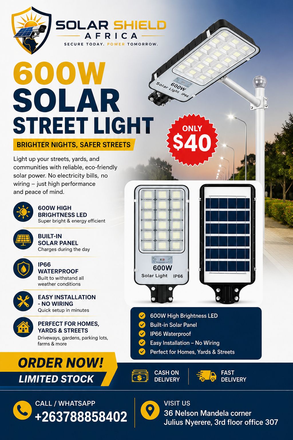 Solar Flood Lights ZW Facebook ad: LIGHT UP YOUR SPACE WITH SOLAR POWER!