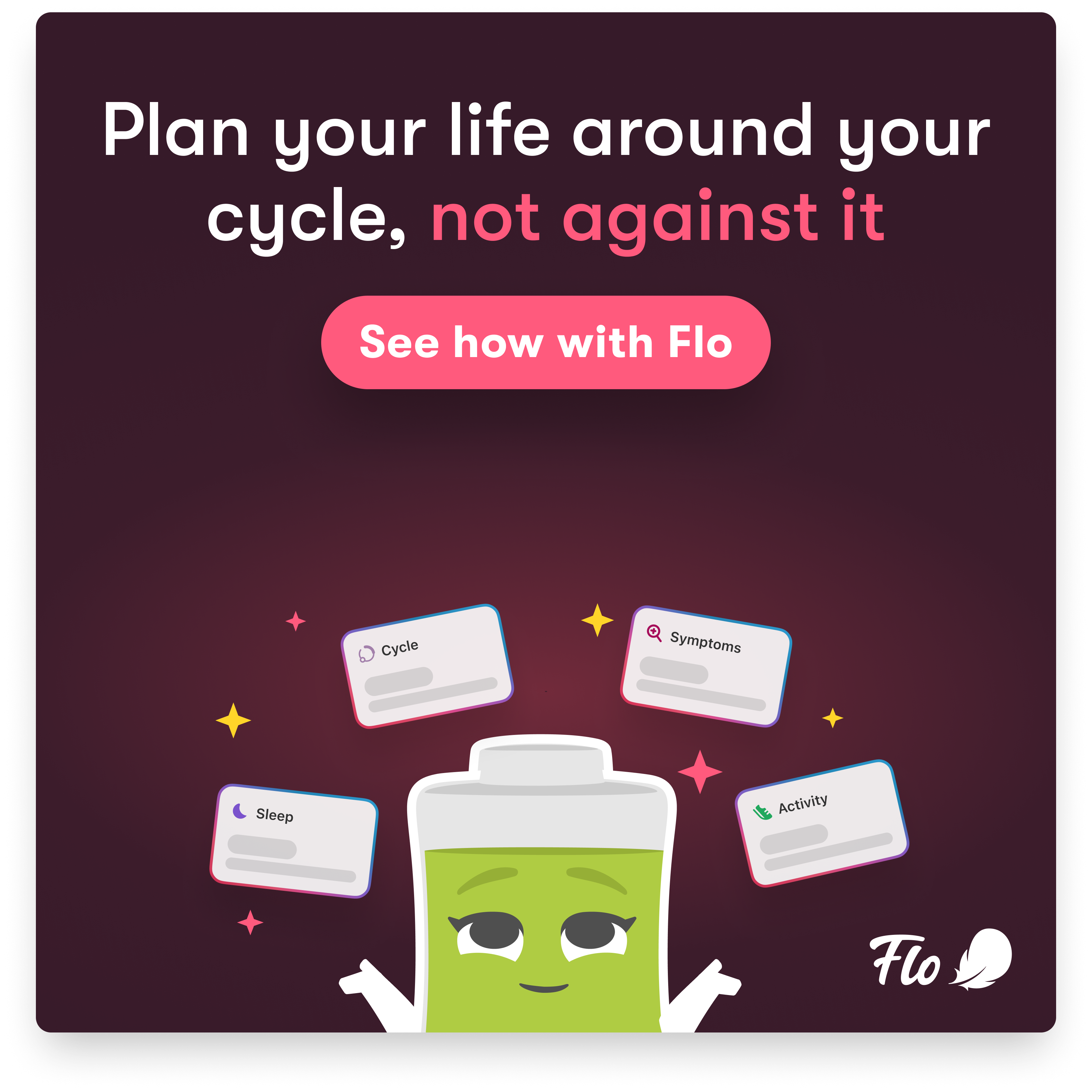 Flo Health App Facebook ad: Start using Flo today!