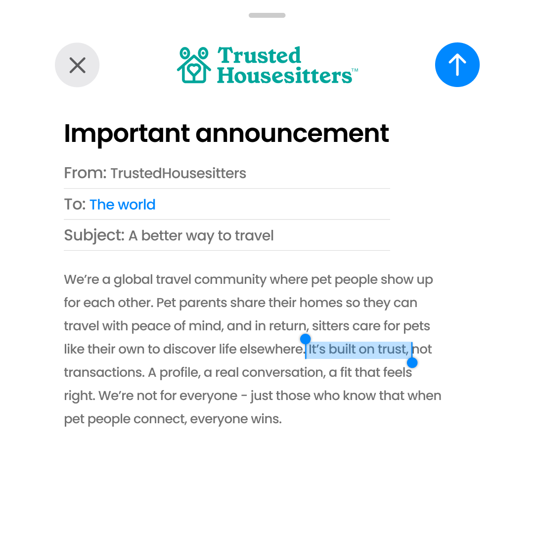 TrustedHousesitters Facebook ad: Pet sitting and travel, done differently