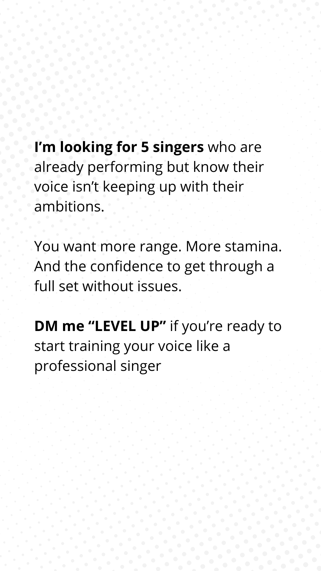 Aly Massa Music Facebook ad: If you’re a singer already performing, auditioning, or…