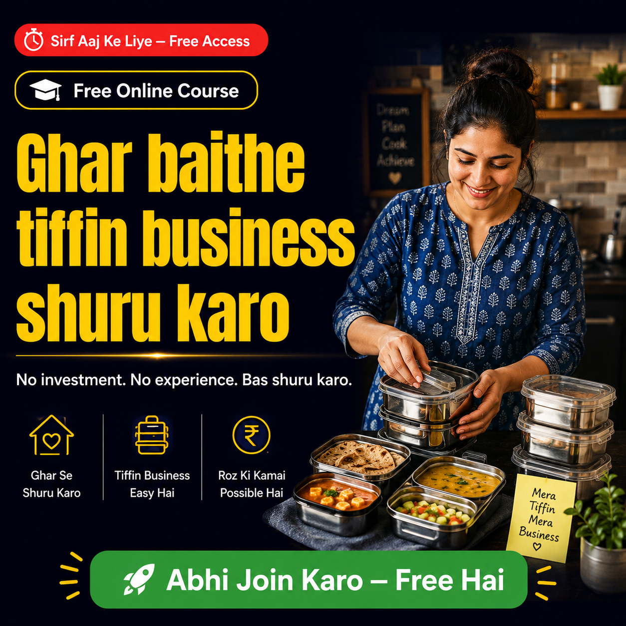 Swad Cooking Institute, Surat Facebook ad: Ghar baithe tiffin business shuru karo