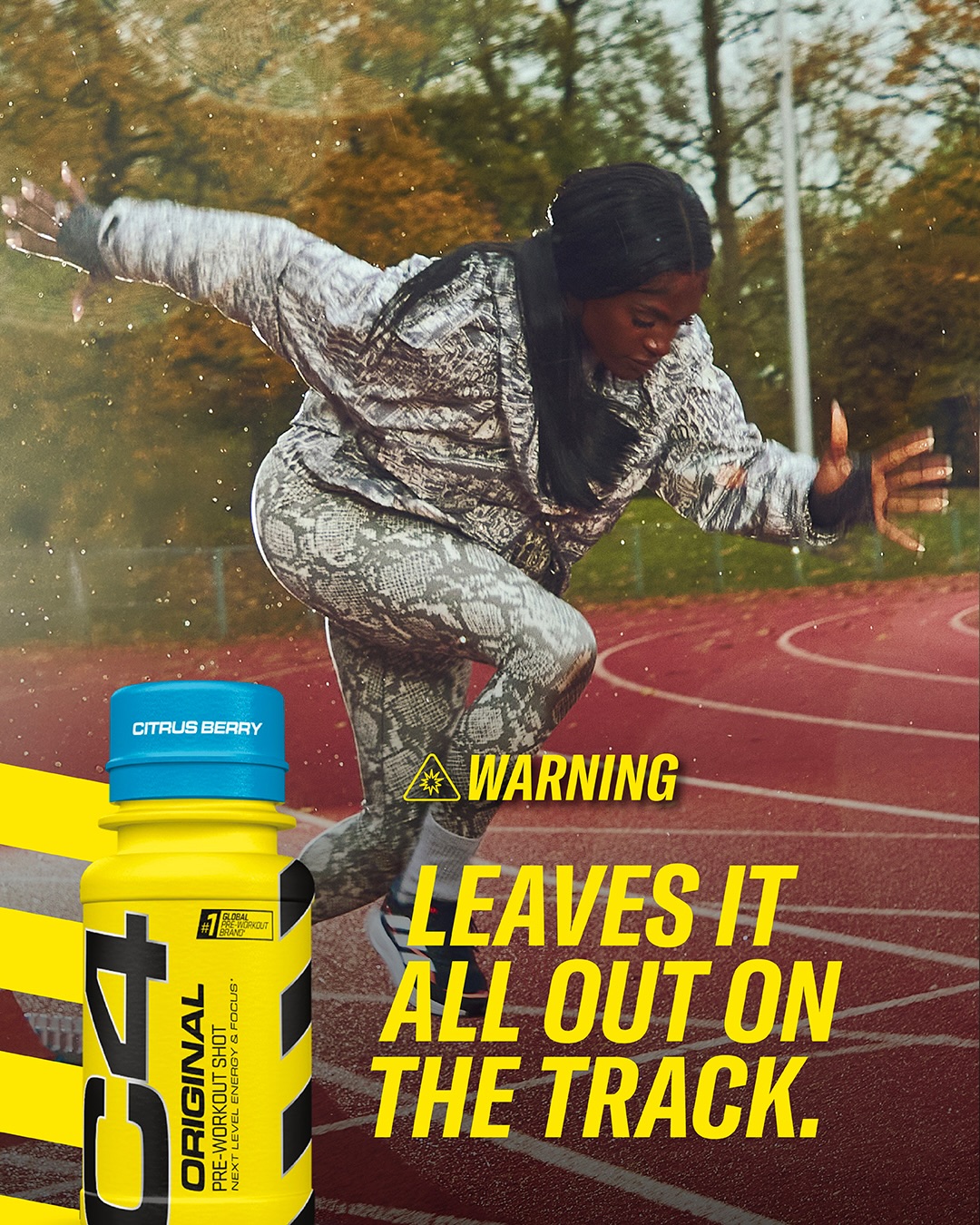 C4 Energy Europe Facebook ad: C4 Original Pre-Workout in a convenient 60ml shot.