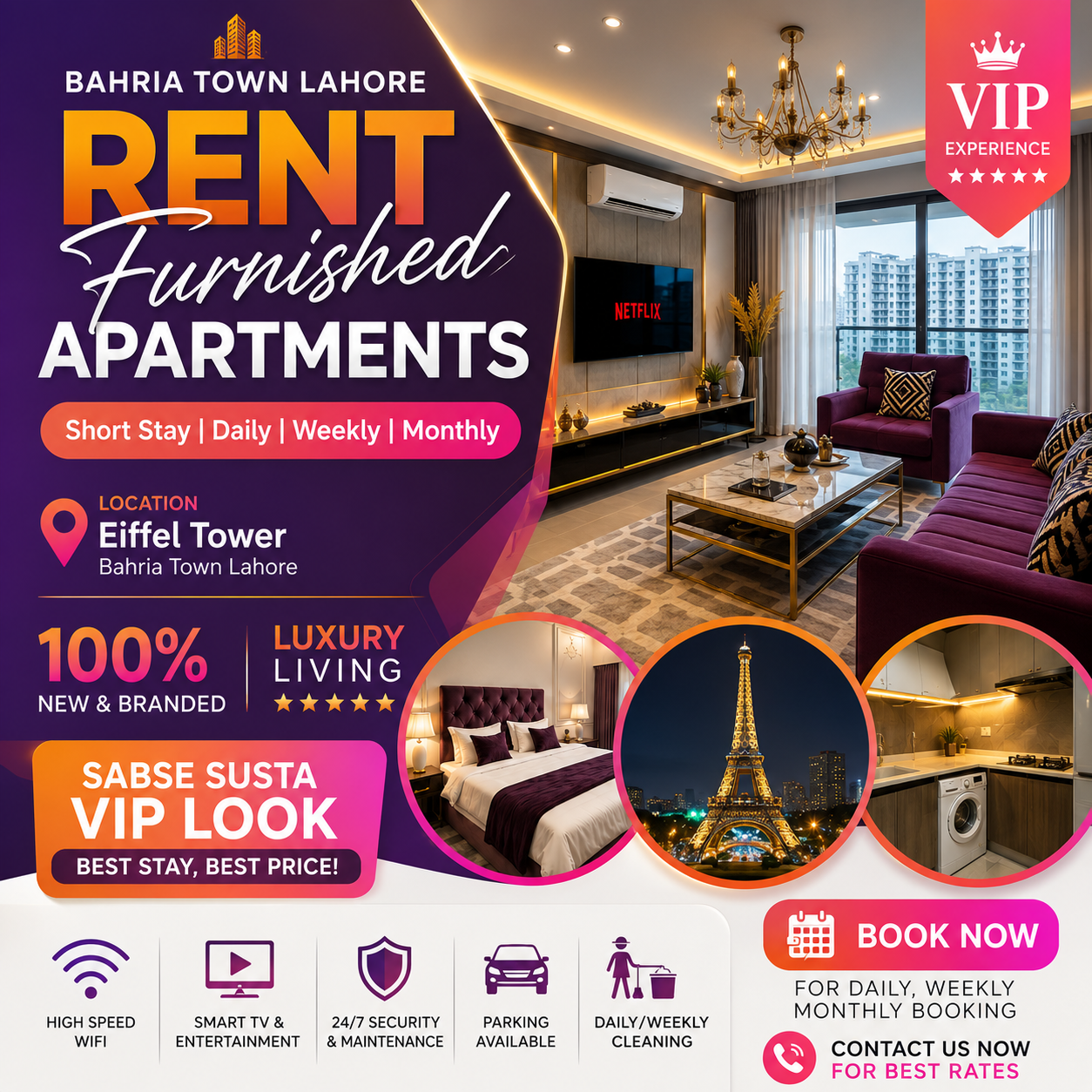 Furnished Apartments Bahria Town Lahore Facebook ad