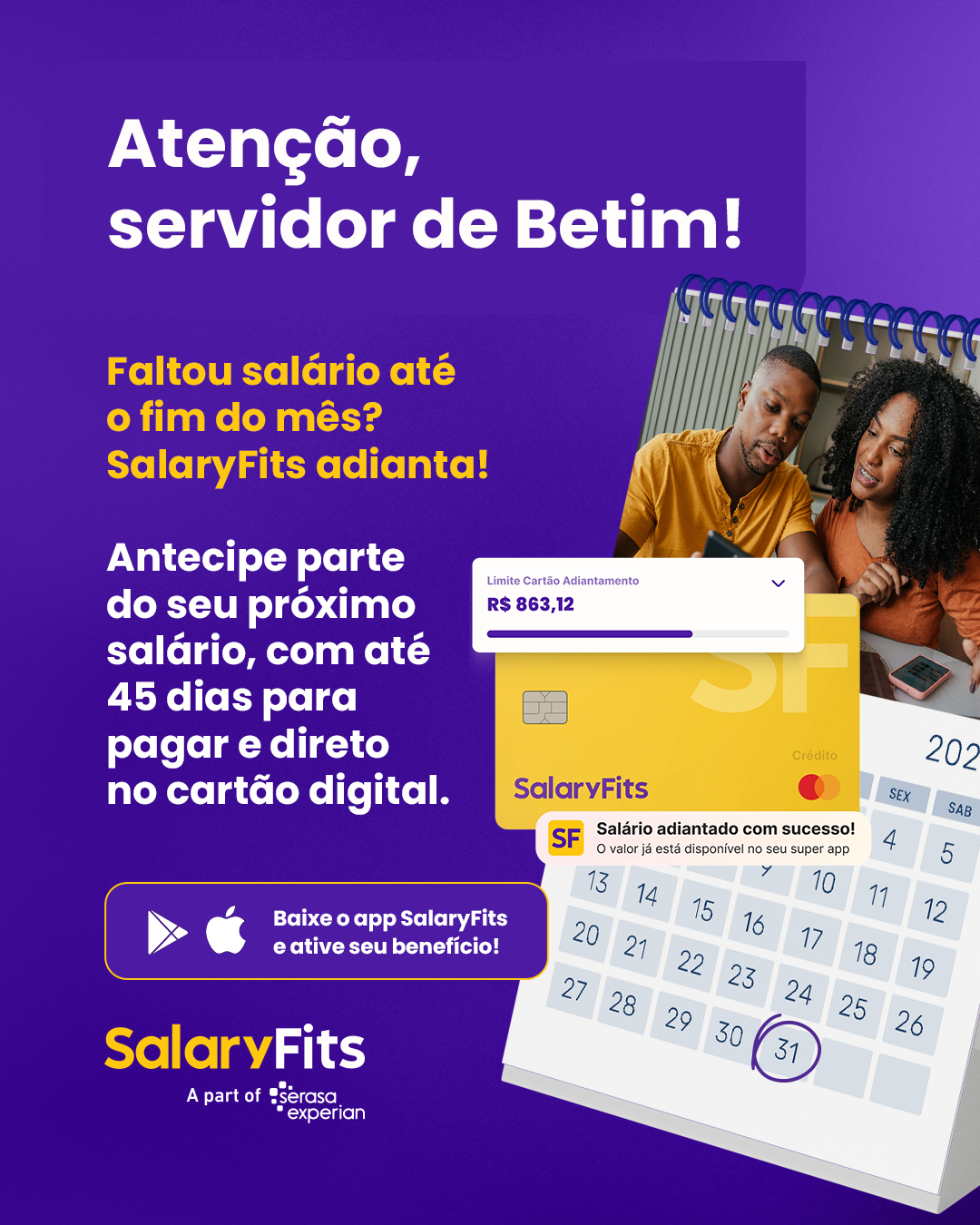 SalaryFits Facebook ad: SalaryFits adianta!
