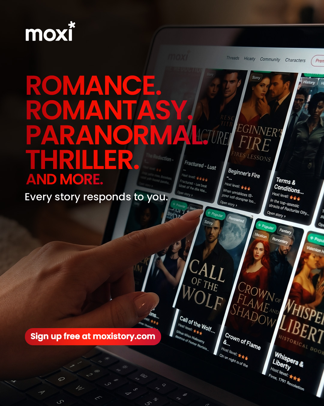 Moxi Story Facebook ad: Free. No app. Start now.