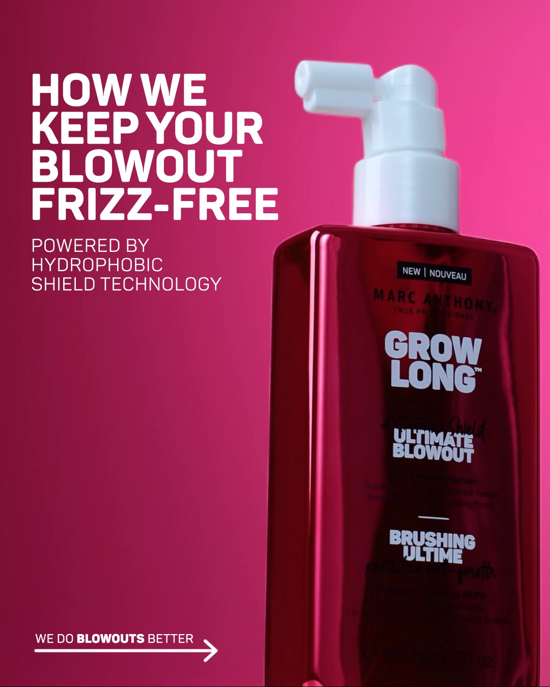 Marc Anthony Hair Care Facebook ad: Marc Anthony Grow Long Ultimate Blowout, Anti-Frizz Heat…