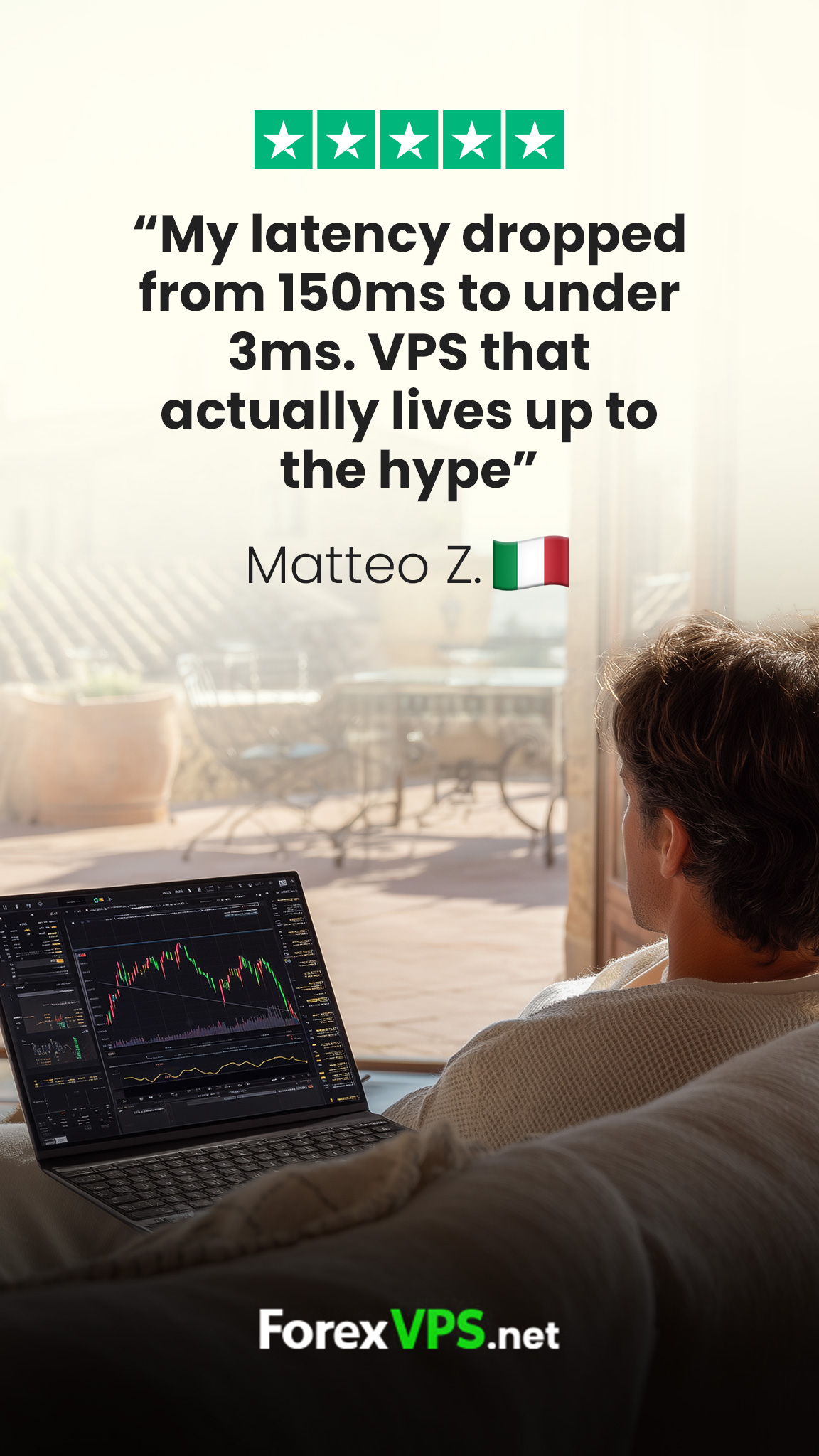 ForexVPS.net Facebook ad: 100% Uptime Guaranteed