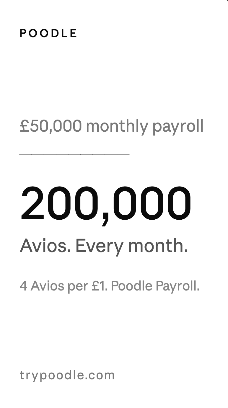 Poodle Payroll Facebook ad: The Only Payroll That Rewards You Back.