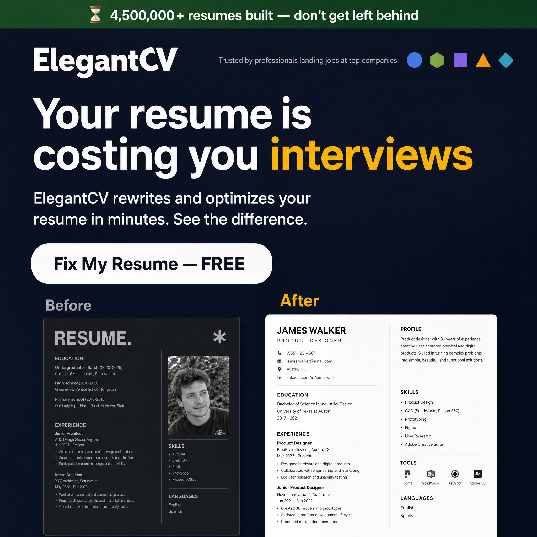 Elegant CV Facebook ad