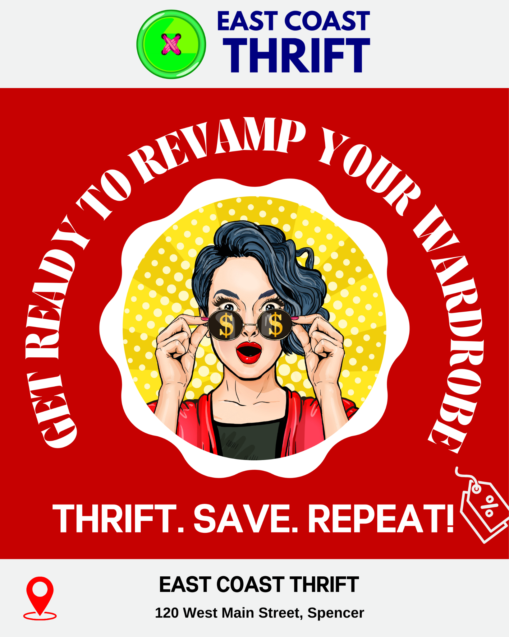 East Coast Thrift - Spencer Massachusetts Facebook ad: Thrift More, Spend Less => Visit East Coast…