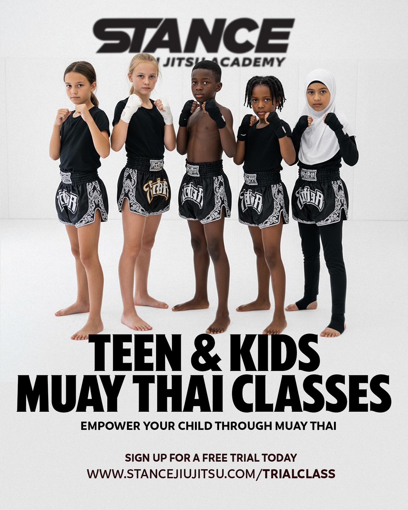 Stance Jiu Jitsu Academy Facebook ad: Kids’ Muay Thai starting November 25th with Coach…