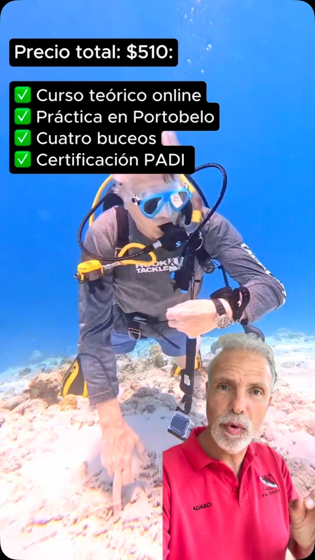 Panama Dive Adventure Facebook ad: ¿Te imaginas certificarte como buzo en solo un…