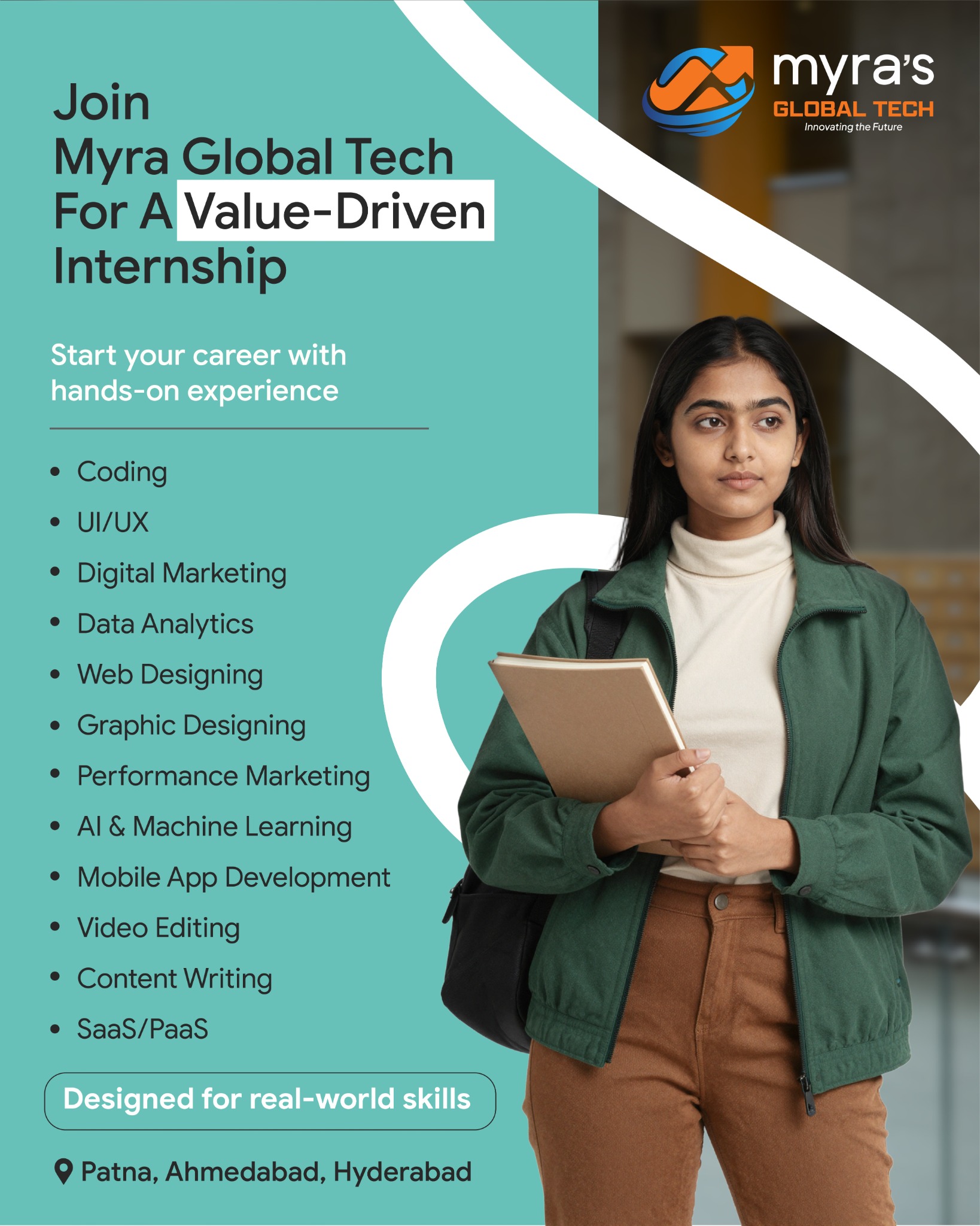 Myra Global Tech Facebook ad: Apply for Certified Internships